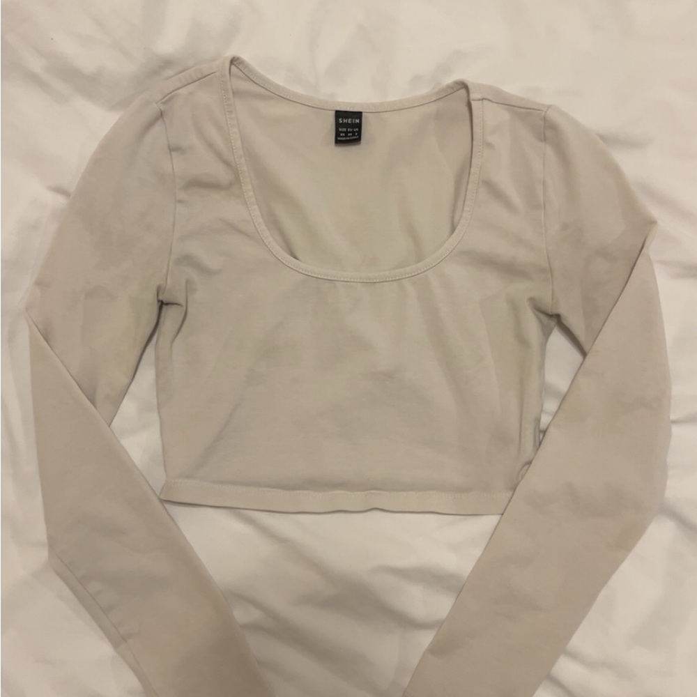 SHEIN Cream Long Sleeve Bodysuit